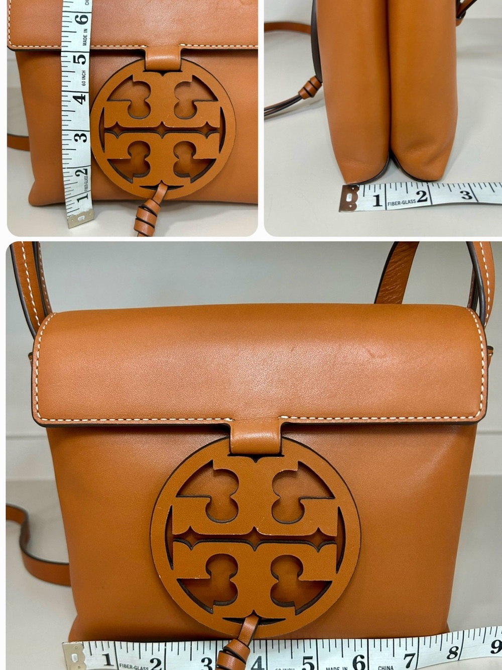 Authentic Tory Burch Miller Crossbody Aged Camello Leather Tassel Flap Bag Purse - Picture 16 of 16